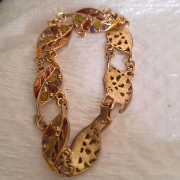 A Vintage Lauren Conrad Women's Bracelet Leaves Rhinestones Granny Core - Picture 6 of 7